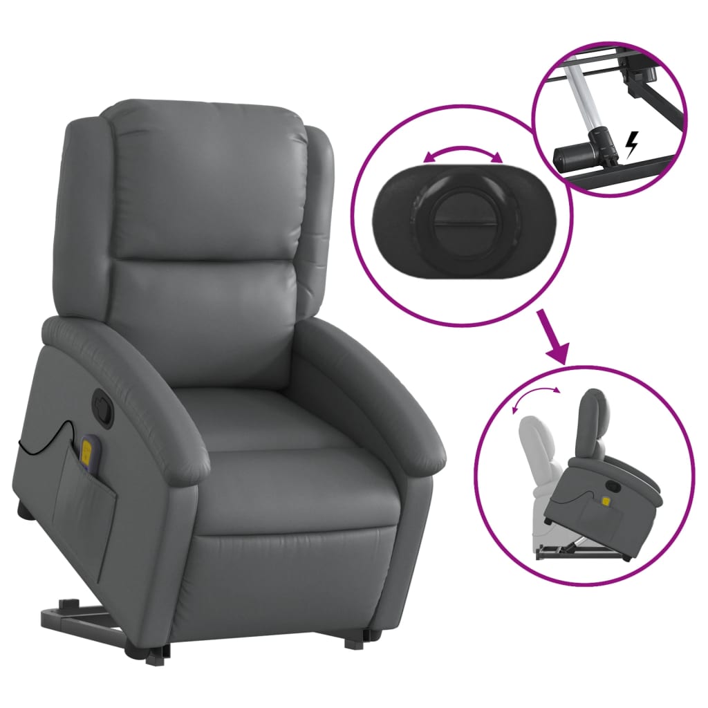 Fauteuil inclinable de massage Gris Similicuir - XIOS