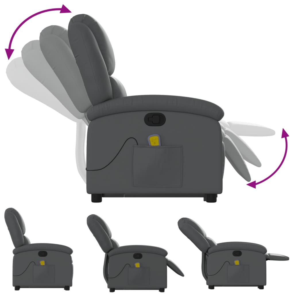Fauteuil inclinable de massage Gris Similicuir - XIOS