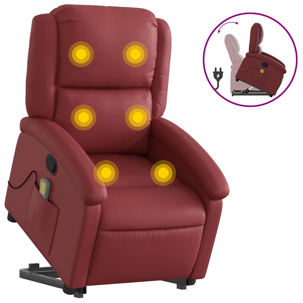 Fauteuil inclinable de massage Rouge bordeaux Similicuir - XIOS