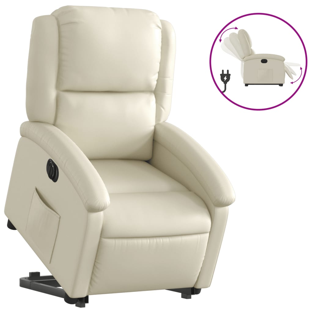 Fauteuil inclinable électrique crème similicuir - XIOS