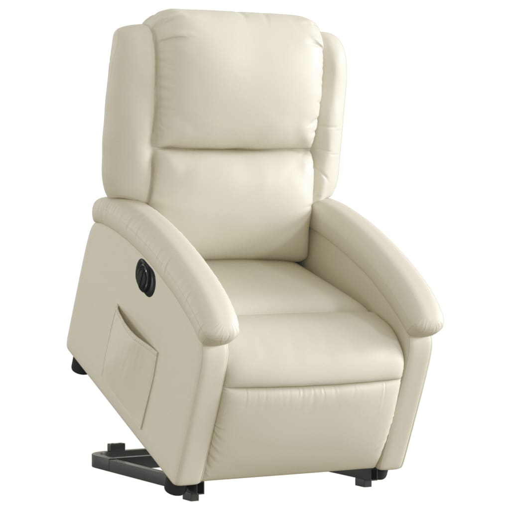 Fauteuil inclinable électrique crème similicuir