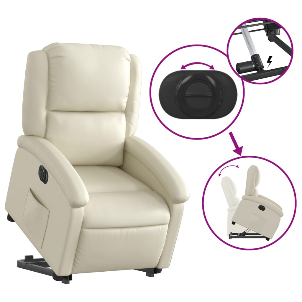 Fauteuil inclinable électrique crème similicuir - XIOS