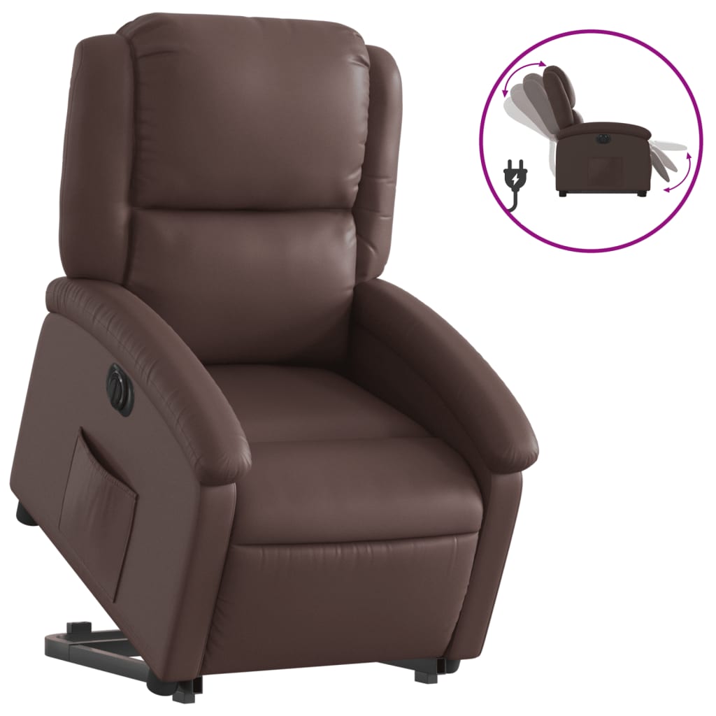 Fauteuil inclinable électrique marron similicuir - XIOS