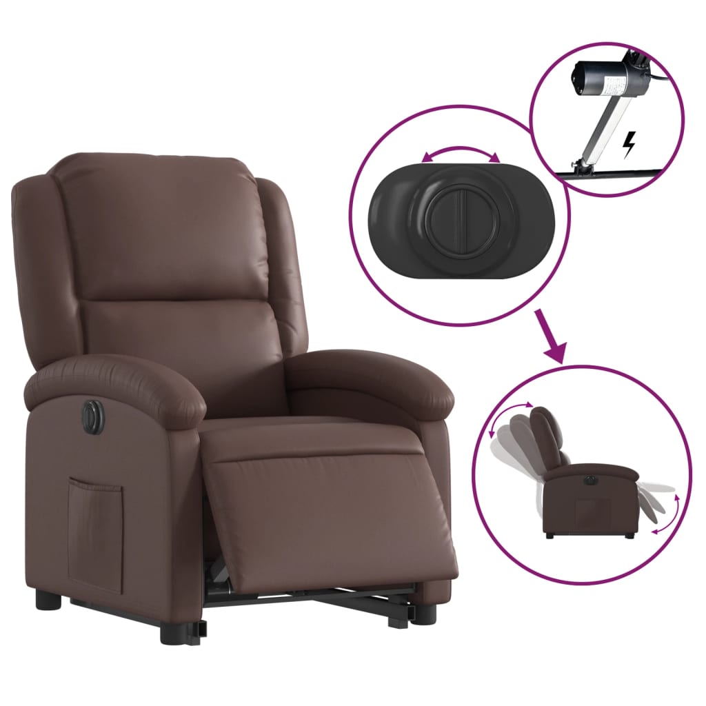 Fauteuil inclinable électrique marron similicuir - XIOS