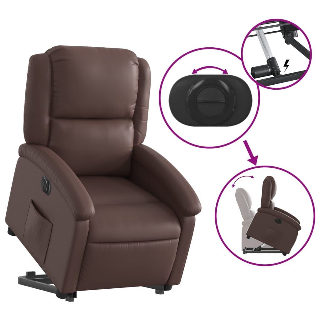 Fauteuil inclinable électrique marron similicuir - XIOS