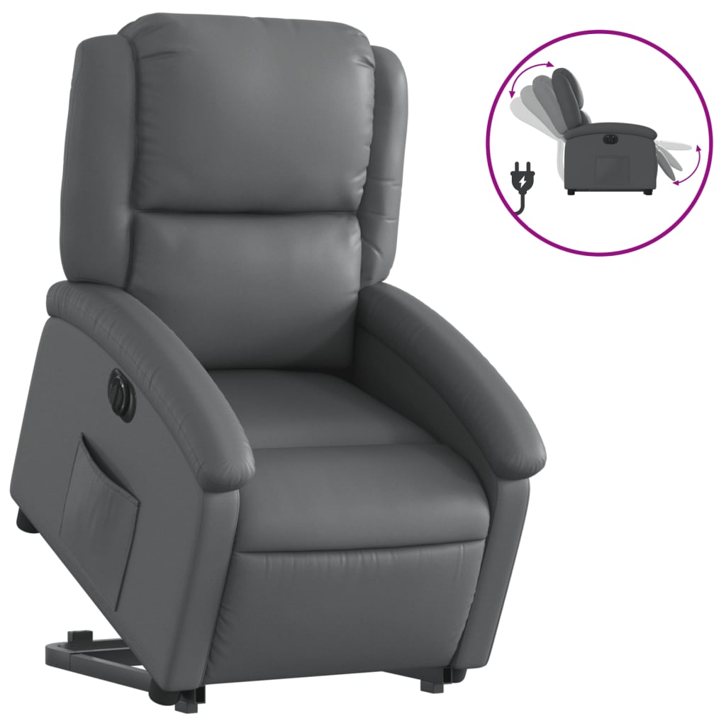 Fauteuil inclinable électrique gris similicuir