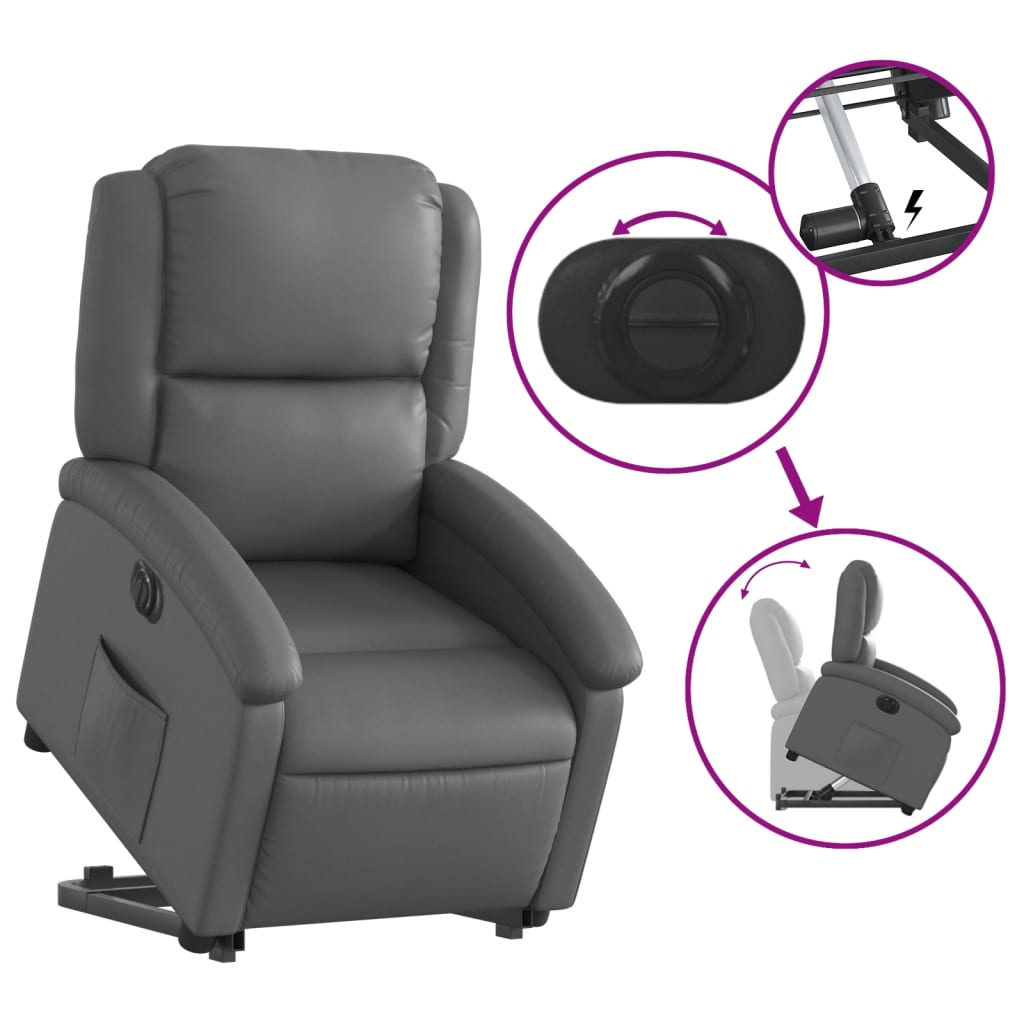 Fauteuil inclinable électrique gris similicuir