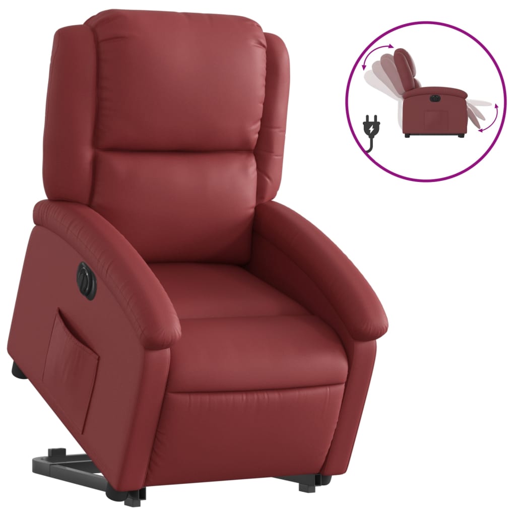 Fauteuil inclinable électrique rouge bordeaux similicuir - XIOS