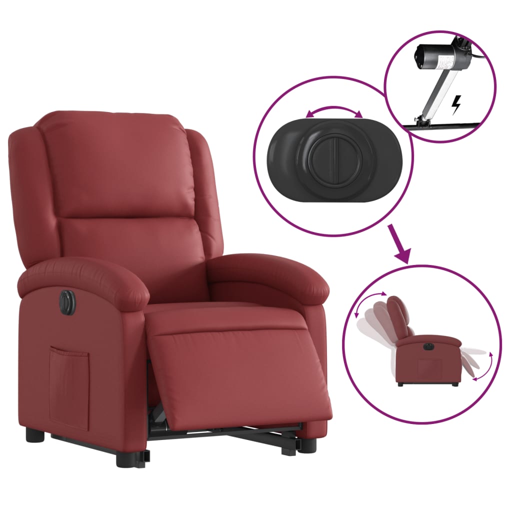 Fauteuil inclinable électrique rouge bordeaux similicuir - XIOS