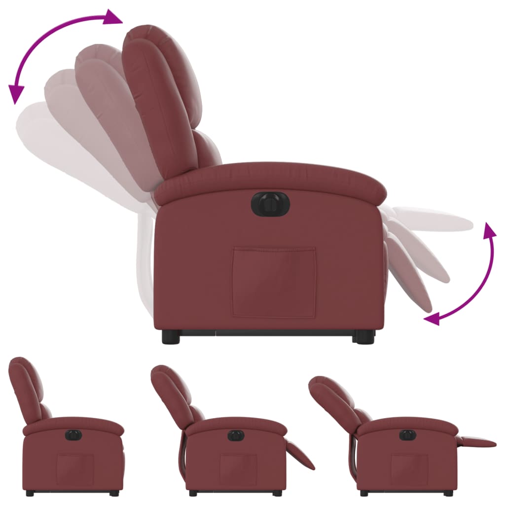 Fauteuil inclinable électrique rouge bordeaux similicuir - XIOS