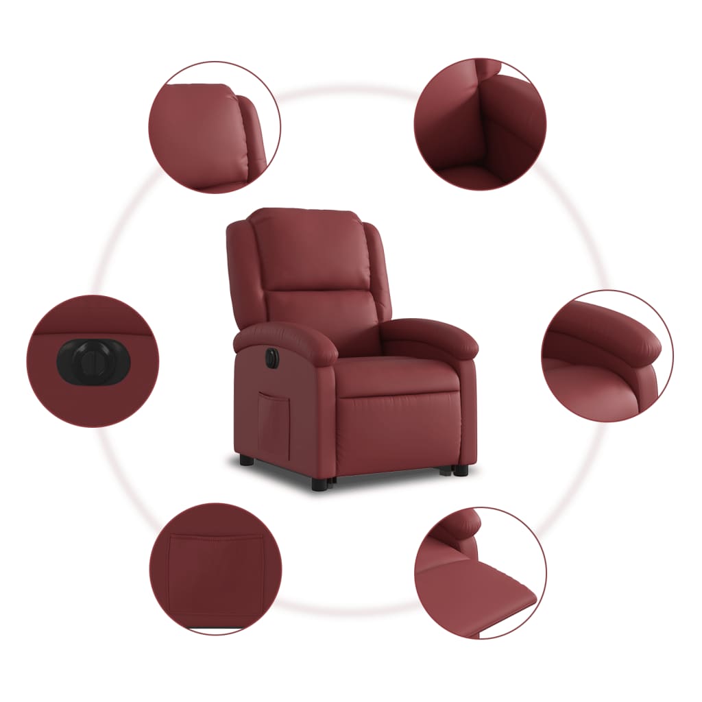 Fauteuil inclinable électrique rouge bordeaux similicuir - XIOS
