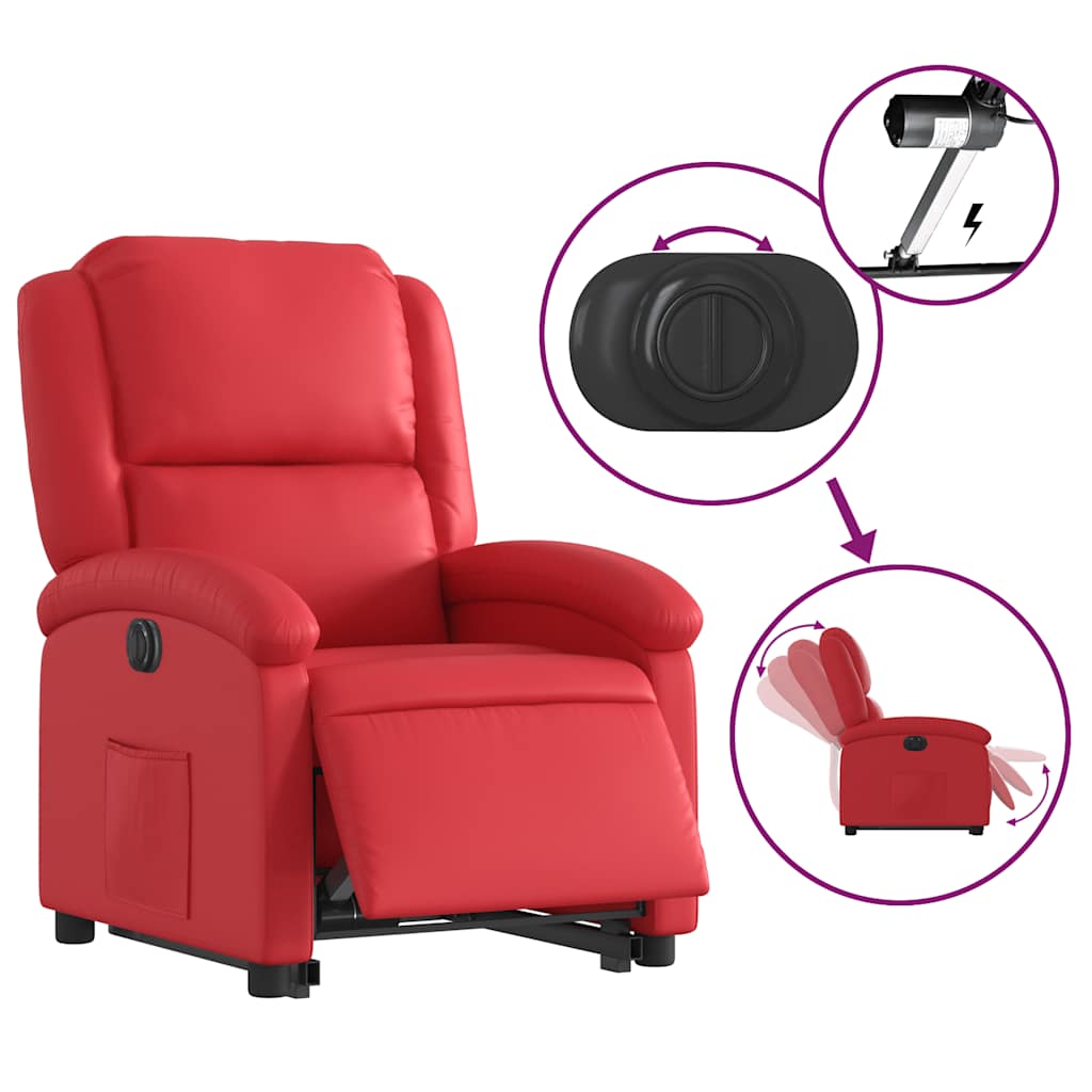 Fauteuil inclinable électrique rouge similicuir - XIOS