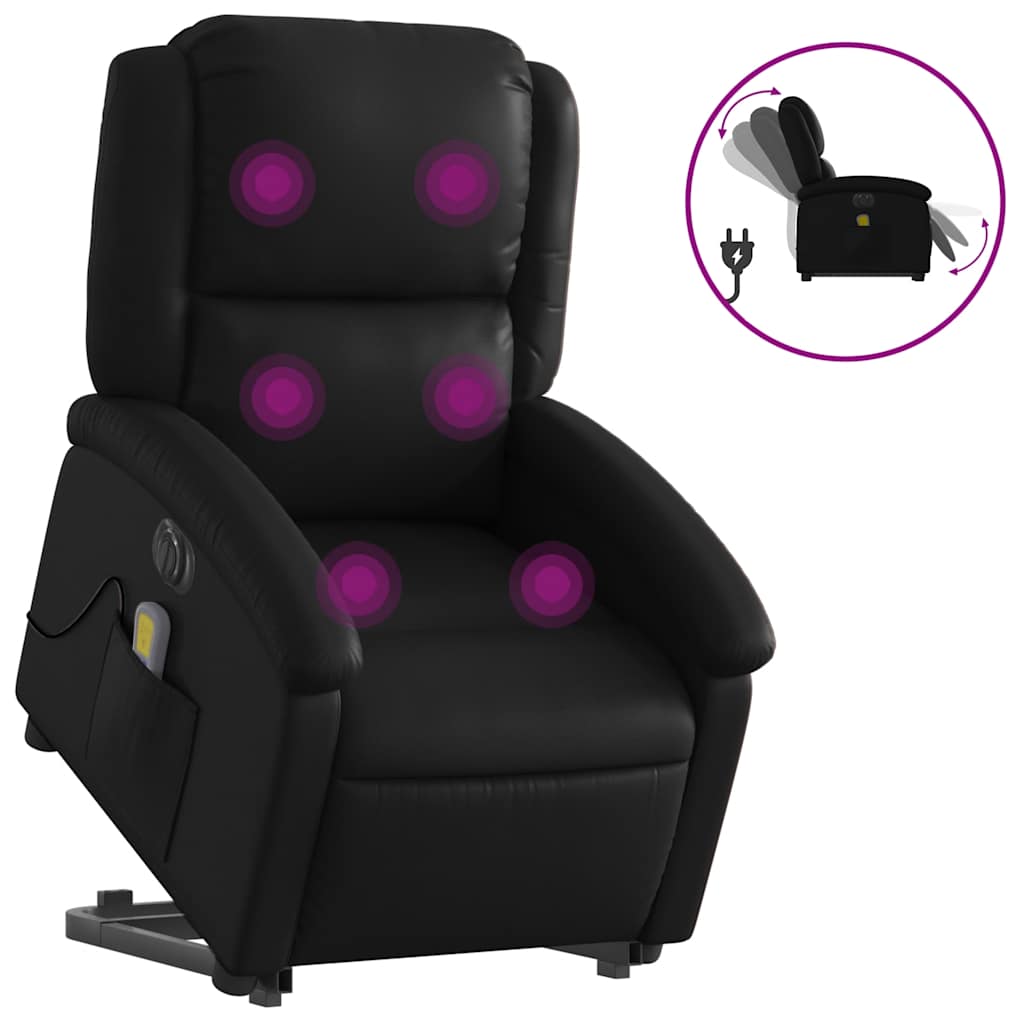 Fauteuil inclinable de massage électrique noir similicuir - XIOS