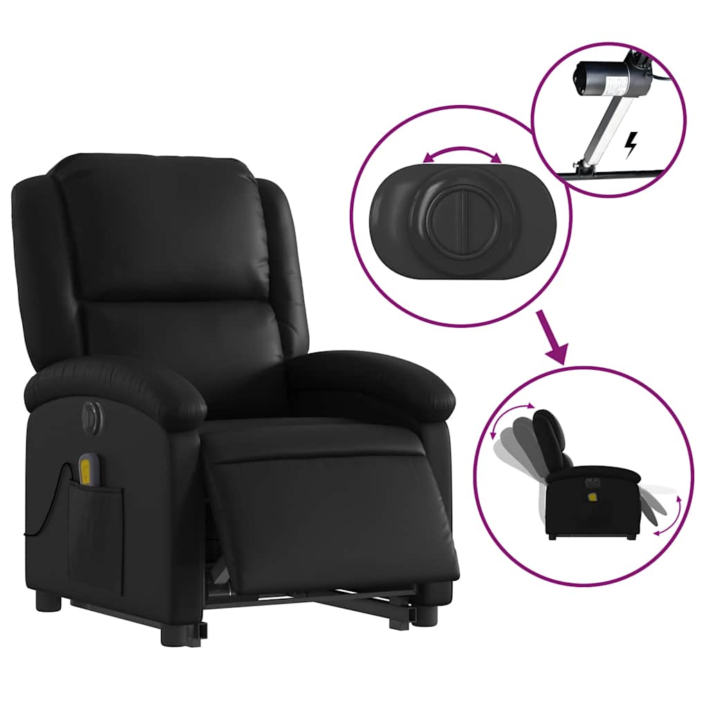 Fauteuil inclinable de massage électrique noir similicuir - XIOS