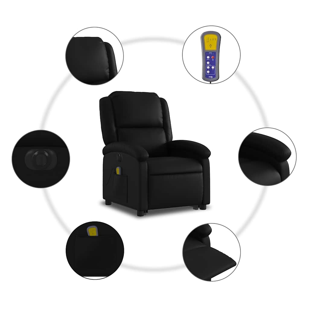 Fauteuil inclinable de massage électrique noir similicuir - XIOS