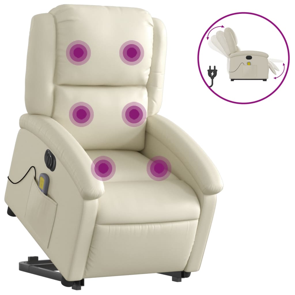 Fauteuil inclinable de massage électrique crème similicuir - XIOS