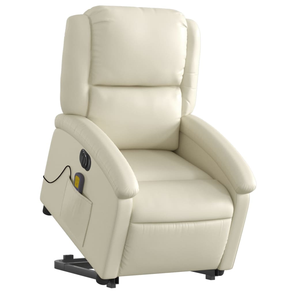 Fauteuil inclinable de massage électrique crème similicuir - XIOS