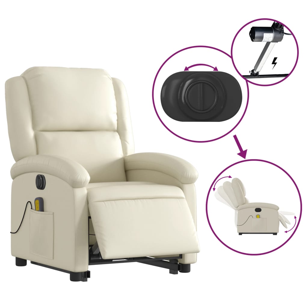 Fauteuil inclinable de massage électrique crème similicuir - XIOS