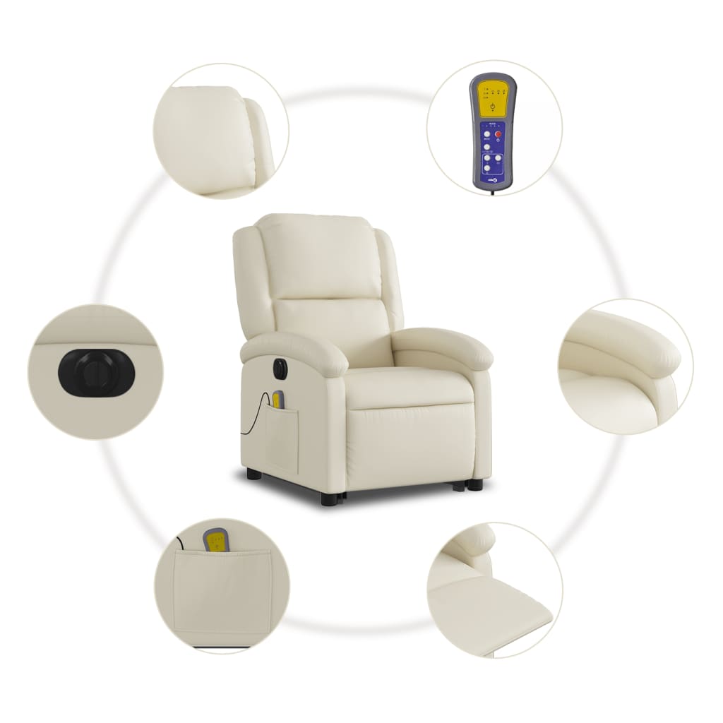 Fauteuil inclinable de massage électrique crème similicuir - XIOS
