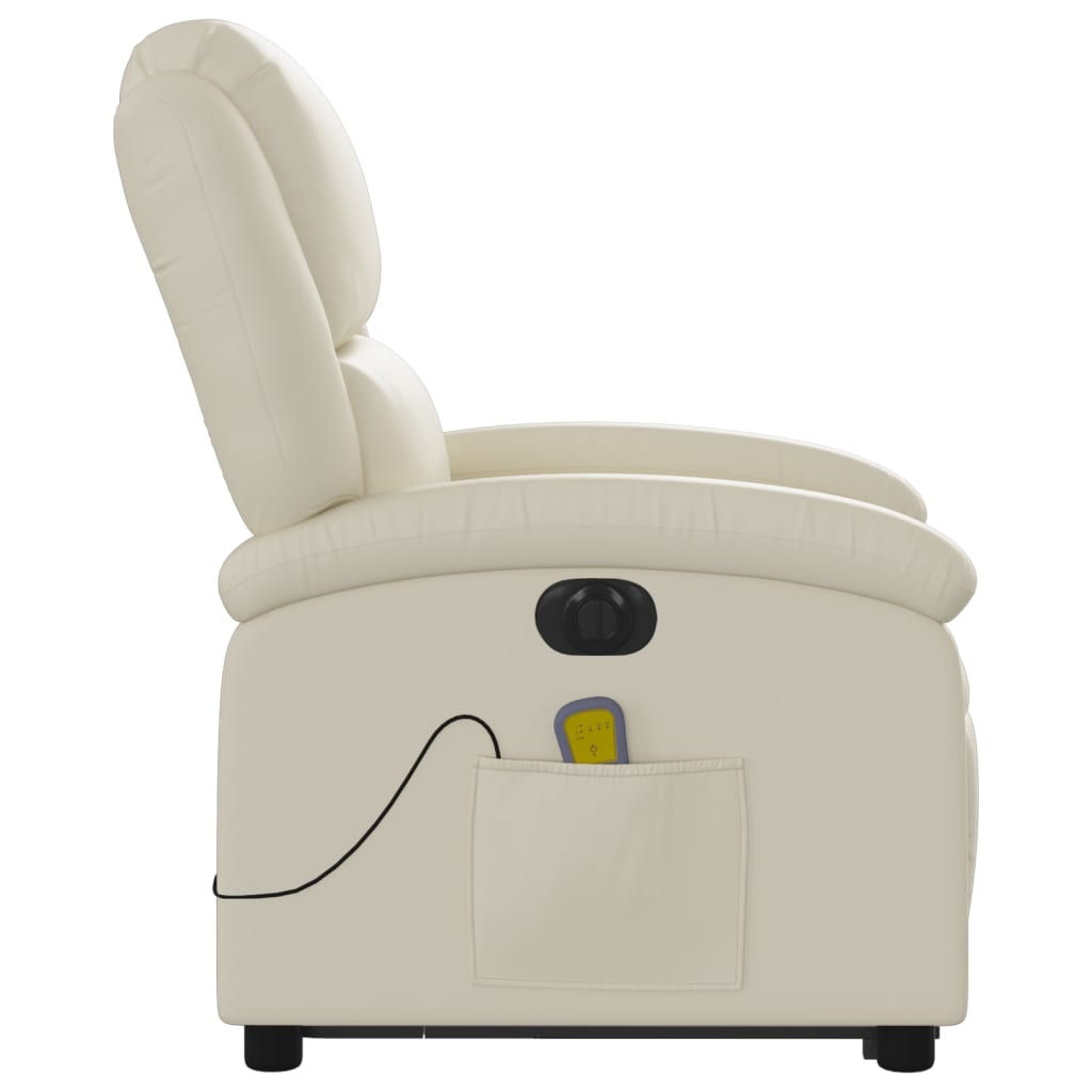 Fauteuil inclinable de massage électrique crème similicuir - XIOS