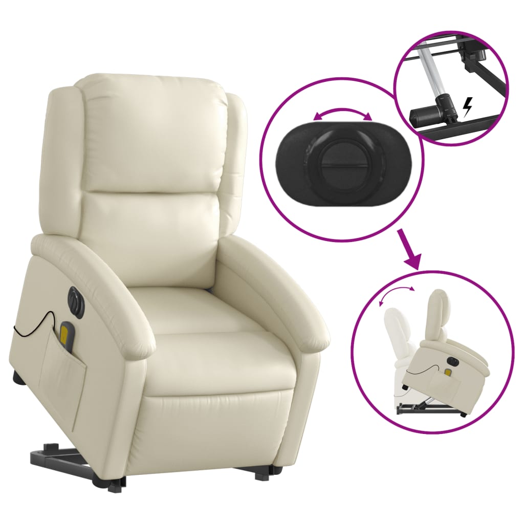 Fauteuil inclinable de massage électrique crème similicuir - XIOS