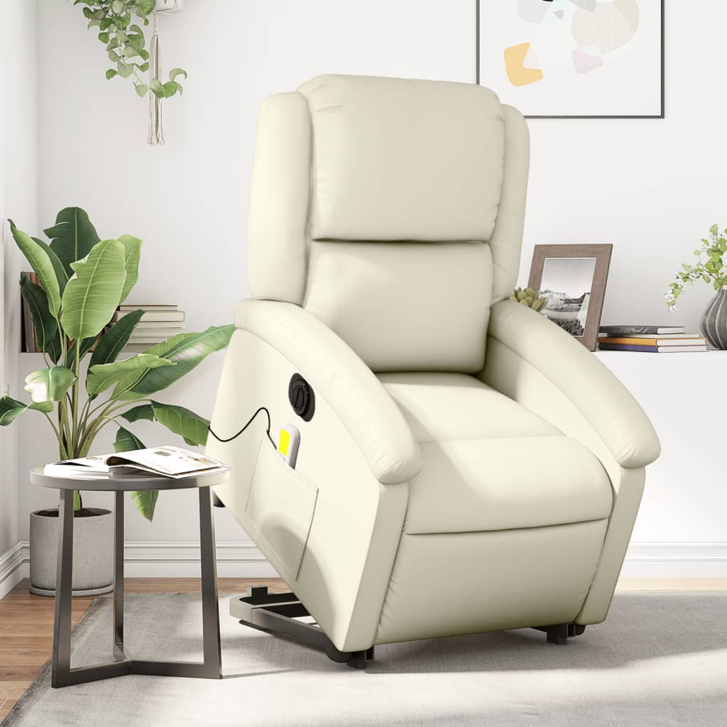 Fauteuil inclinable de massage électrique crème similicuir - XIOS