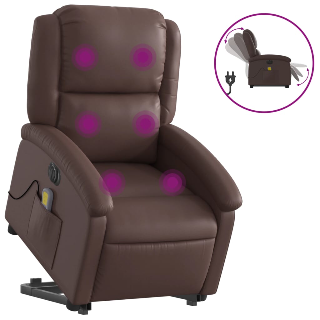Fauteuil inclinable de massage électrique marron similicuir - XIOS