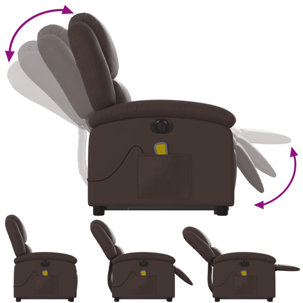 Fauteuil inclinable de massage électrique marron similicuir - XIOS