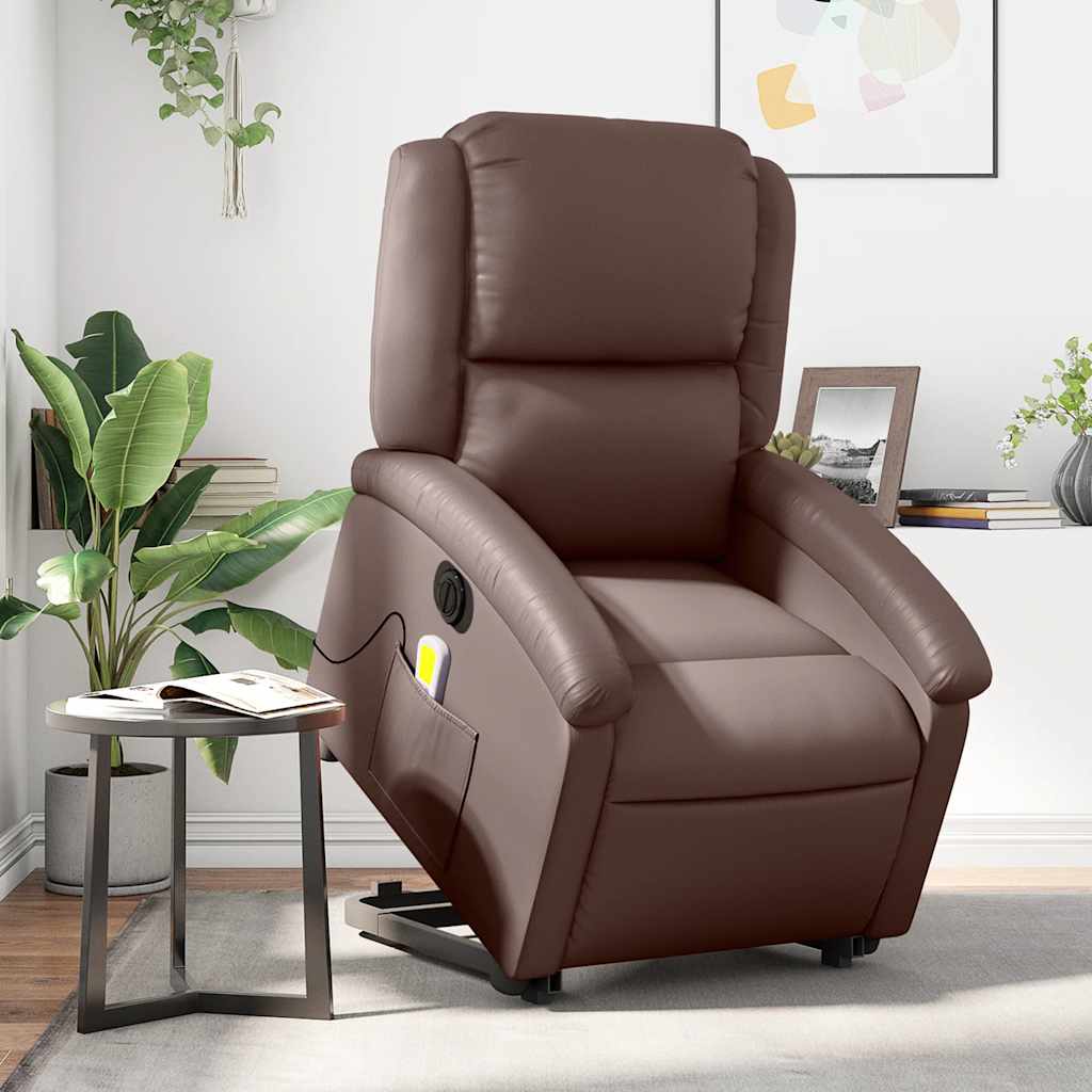 Fauteuil inclinable de massage électrique marron similicuir - XIOS