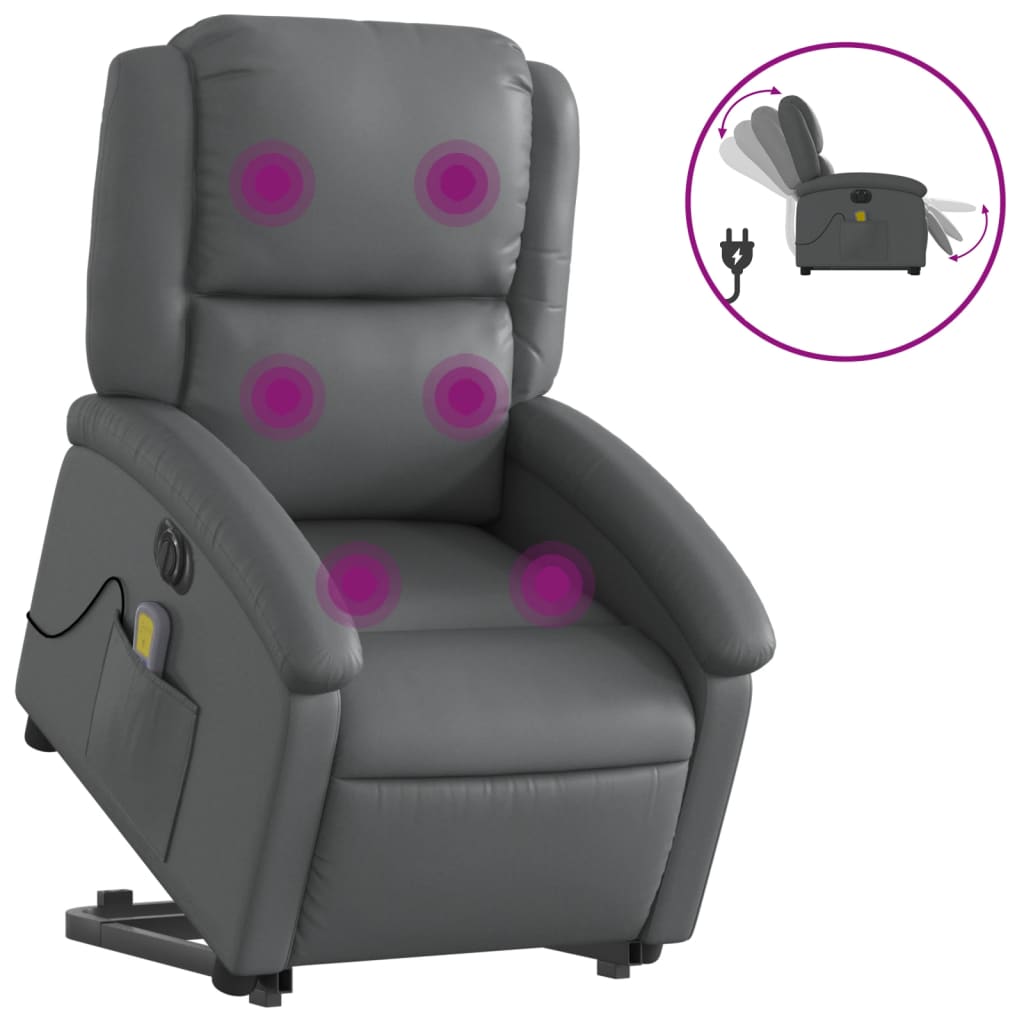 Fauteuil inclinable de massage électrique gris similicuir - XIOS