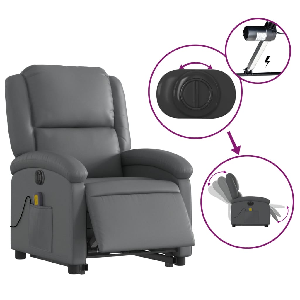 Fauteuil inclinable de massage électrique gris similicuir - XIOS