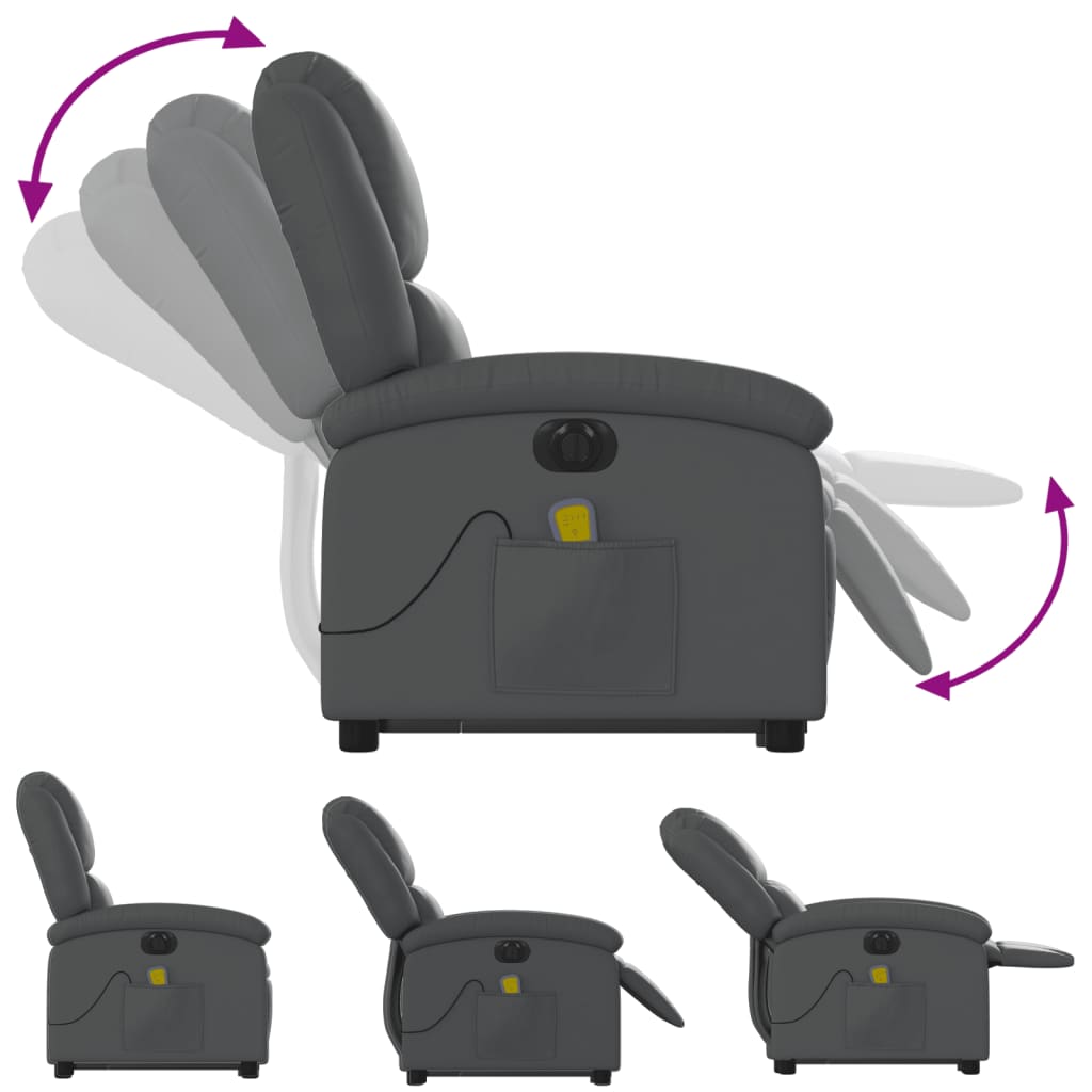 Fauteuil inclinable de massage électrique gris similicuir - XIOS