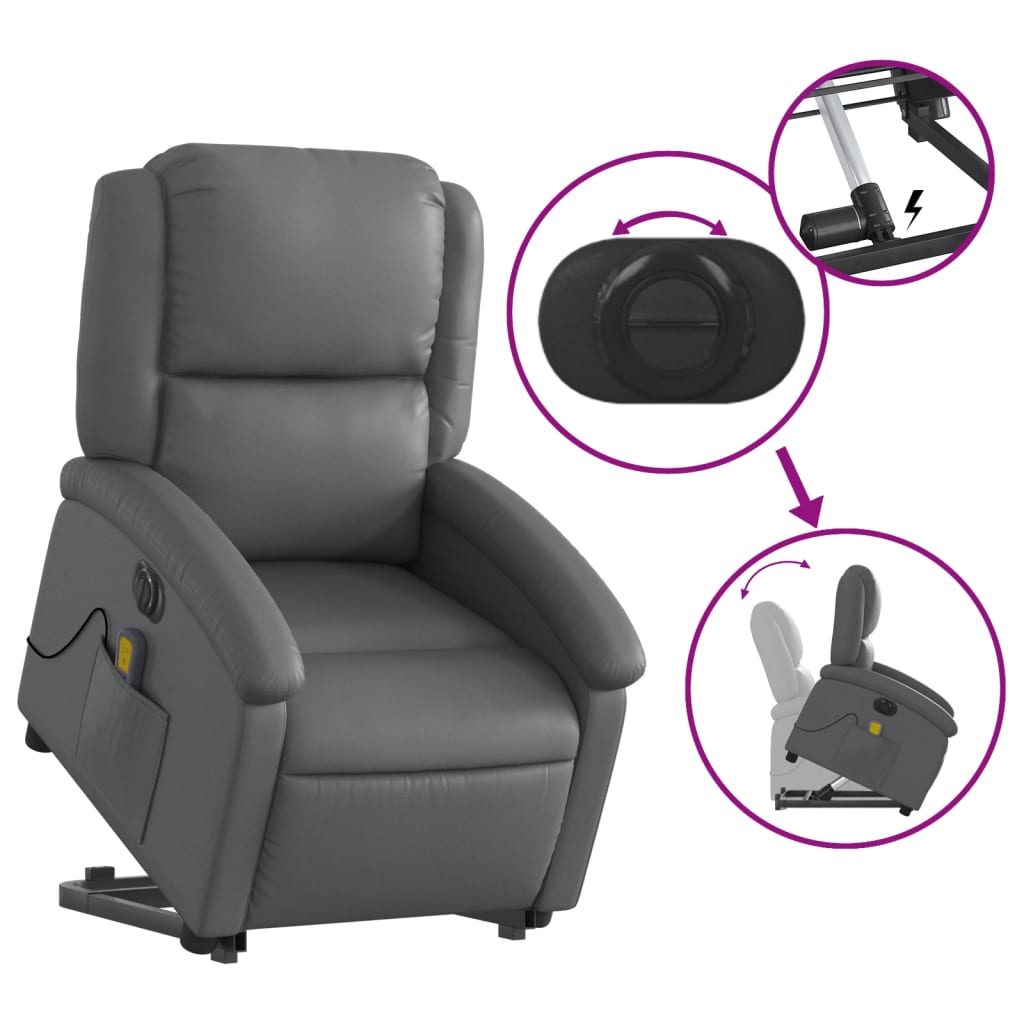 Fauteuil inclinable de massage électrique gris similicuir - XIOS