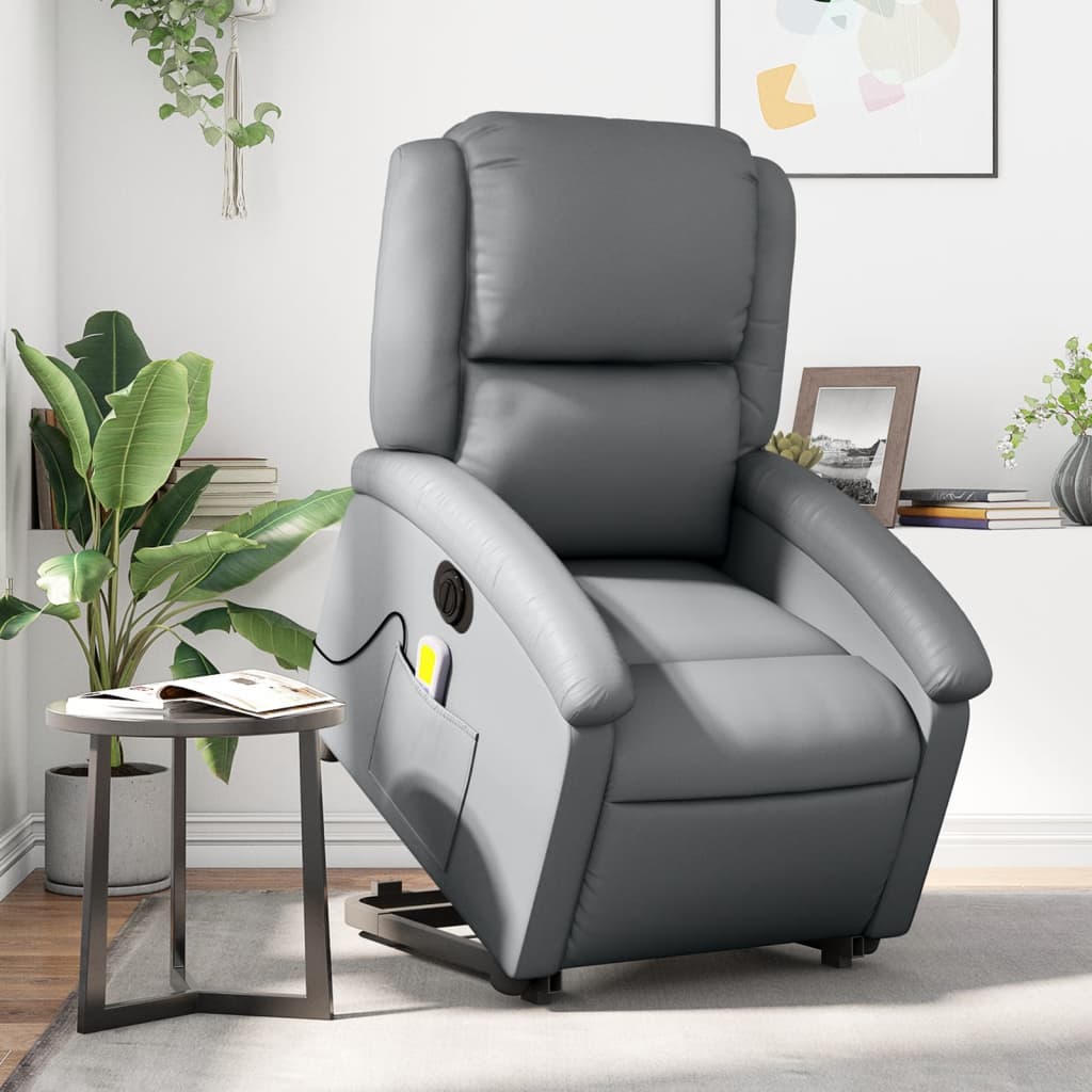 Fauteuil inclinable de massage électrique gris similicuir - XIOS
