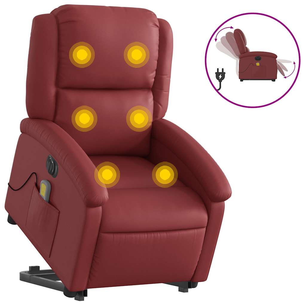 Fauteuil inclinable de massage électrique rouge bordeaux - XIOS