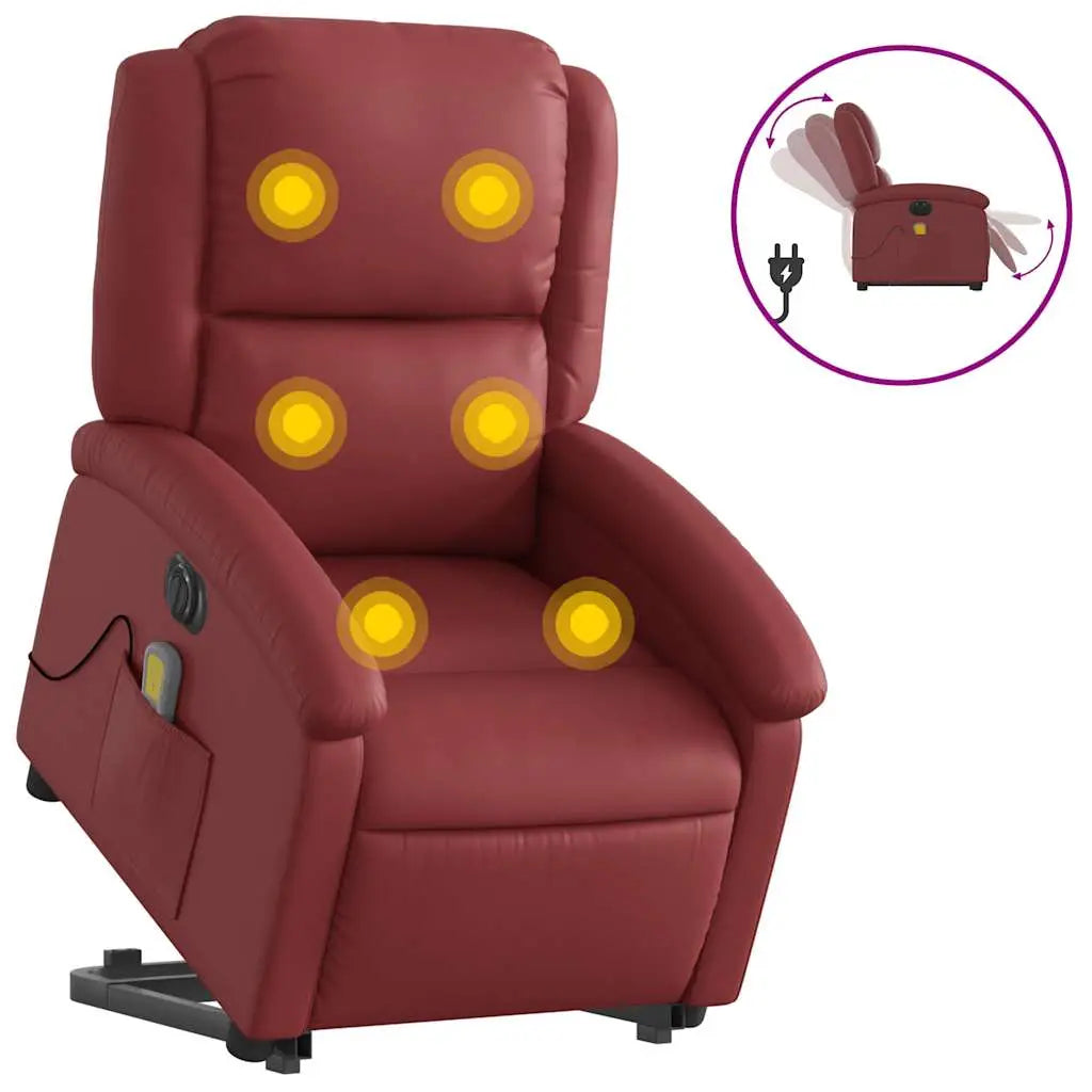 Fauteuil inclinable de massage électrique rouge bordeaux - XIOS