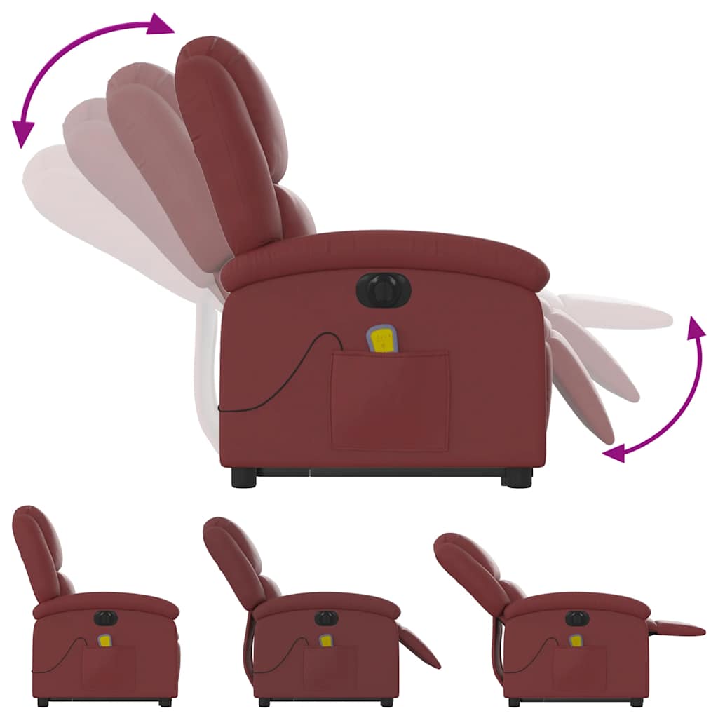 Fauteuil inclinable de massage électrique rouge bordeaux - XIOS