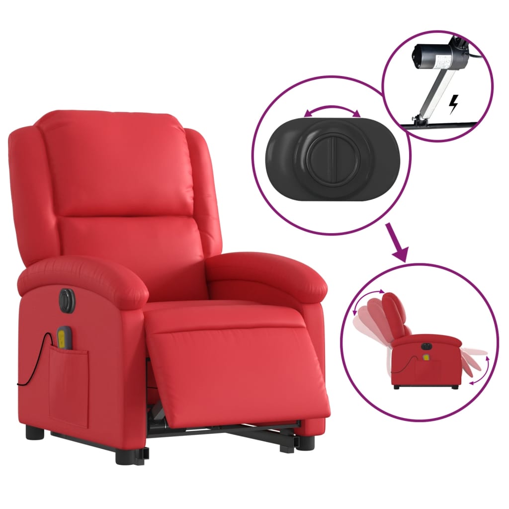 Fauteuil inclinable de massage électrique rouge similicuir - XIOS
