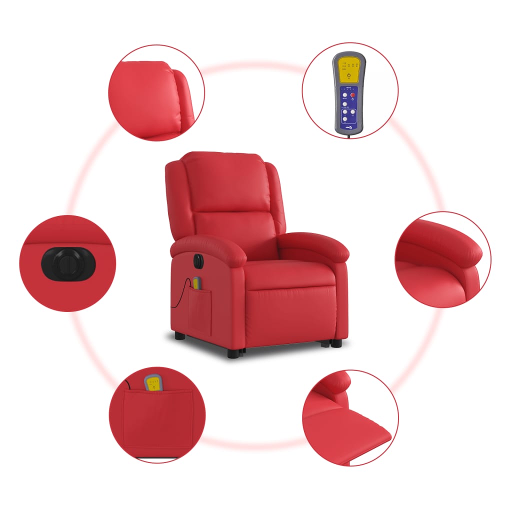 Fauteuil inclinable de massage électrique rouge similicuir - XIOS