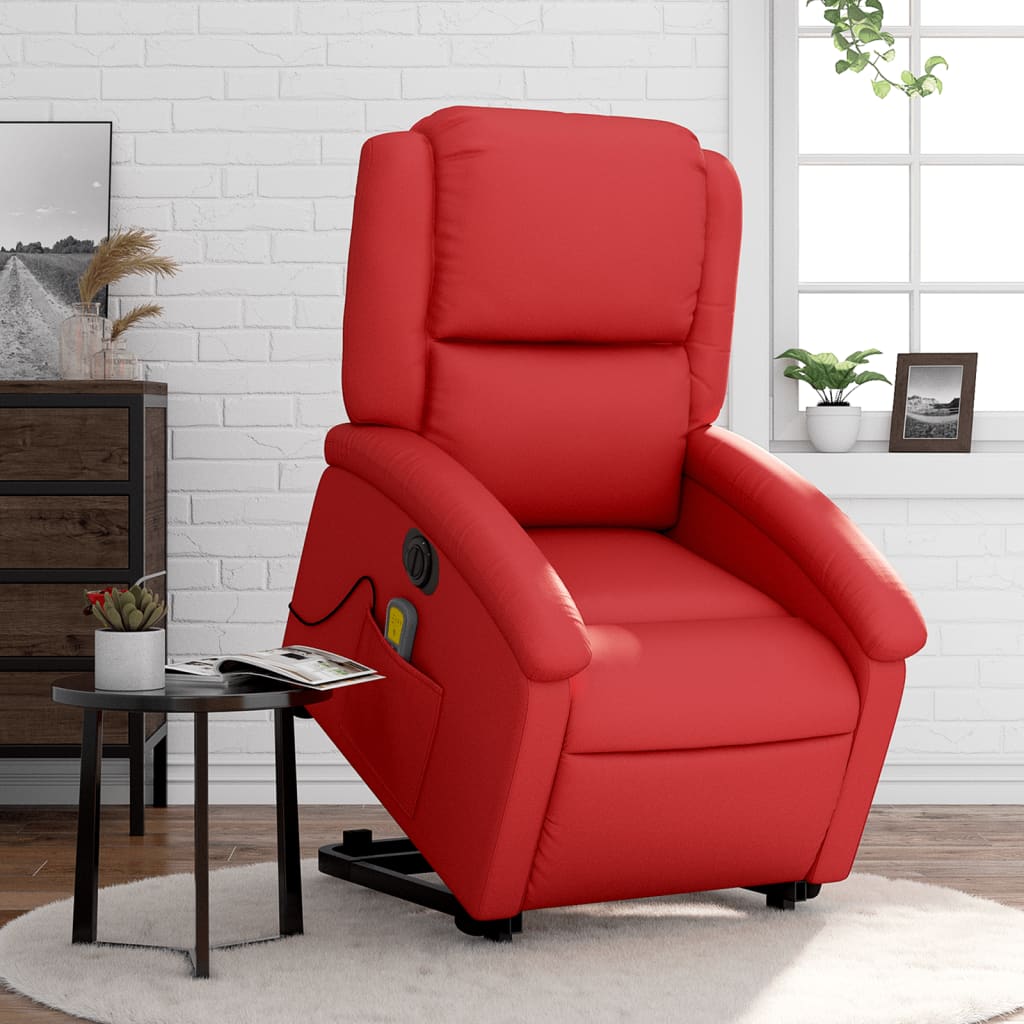 Fauteuil inclinable de massage électrique rouge similicuir