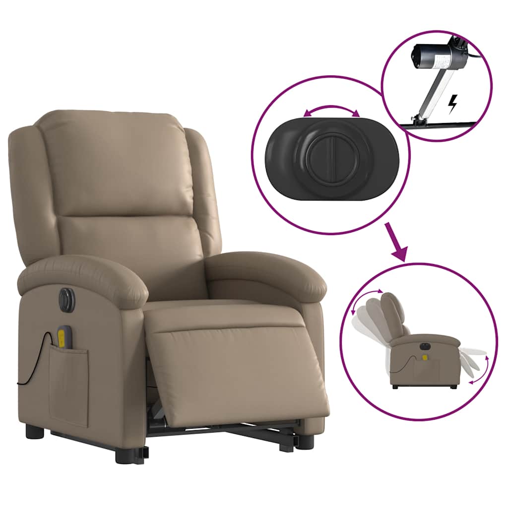 Fauteuil inclinable de massage électrique cappuccino similicuir - XIOS