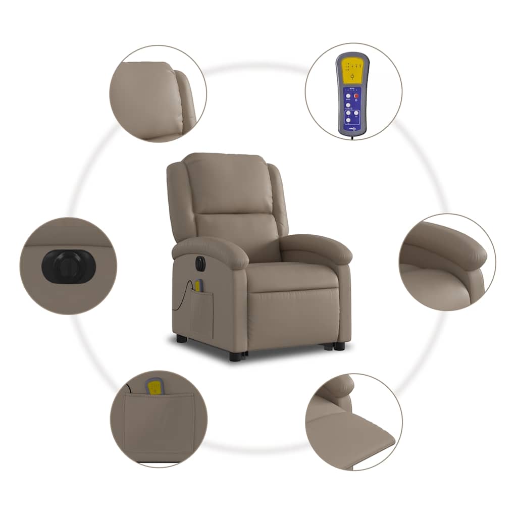 Fauteuil inclinable de massage électrique cappuccino similicuir - XIOS
