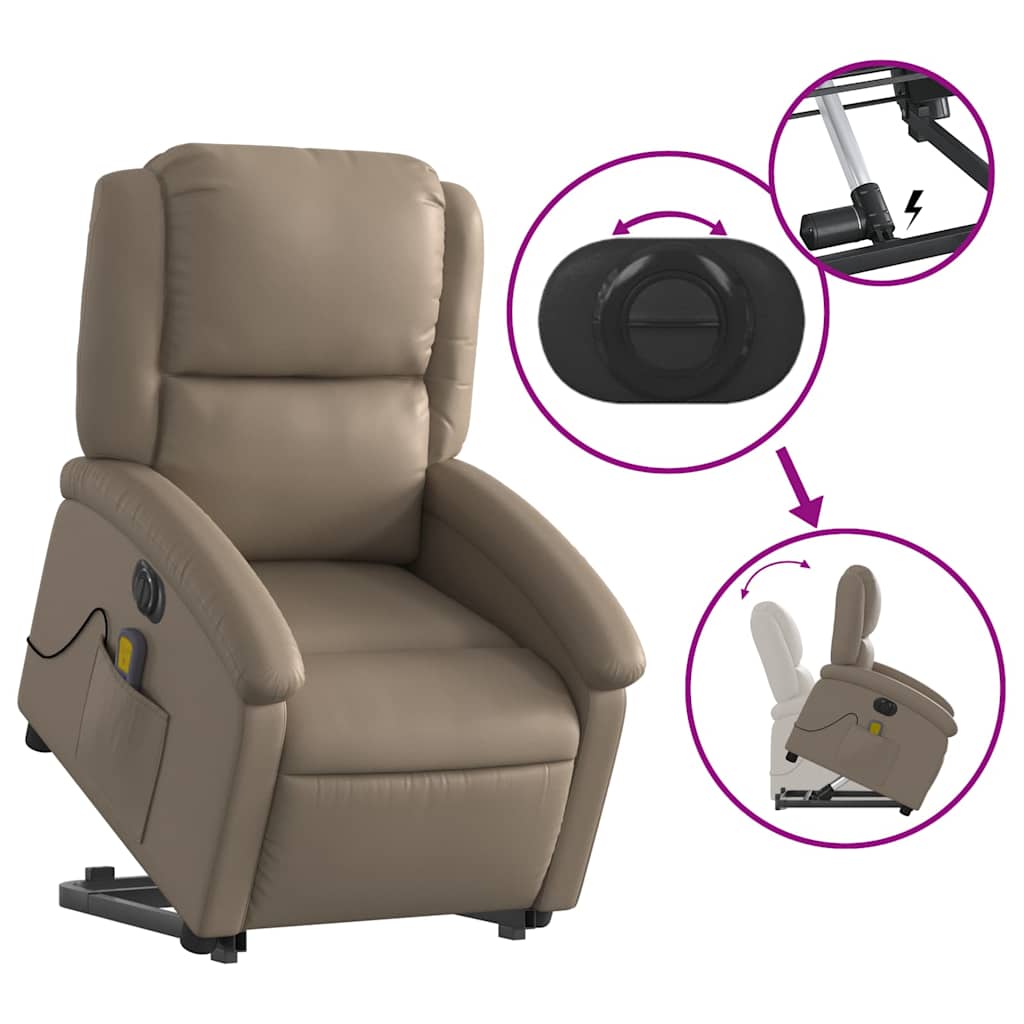 Fauteuil inclinable de massage électrique cappuccino similicuir - XIOS