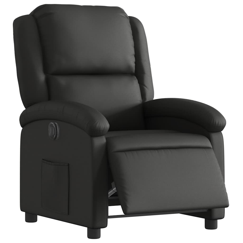 Fauteuil inclinable électrique noir cuir véritable - XIOS