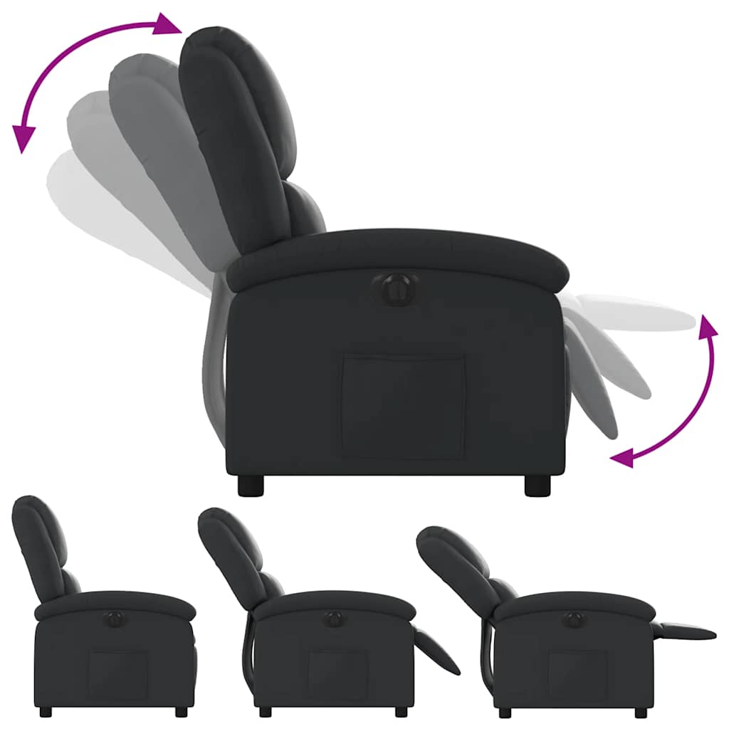 Fauteuil inclinable électrique noir cuir véritable - XIOS