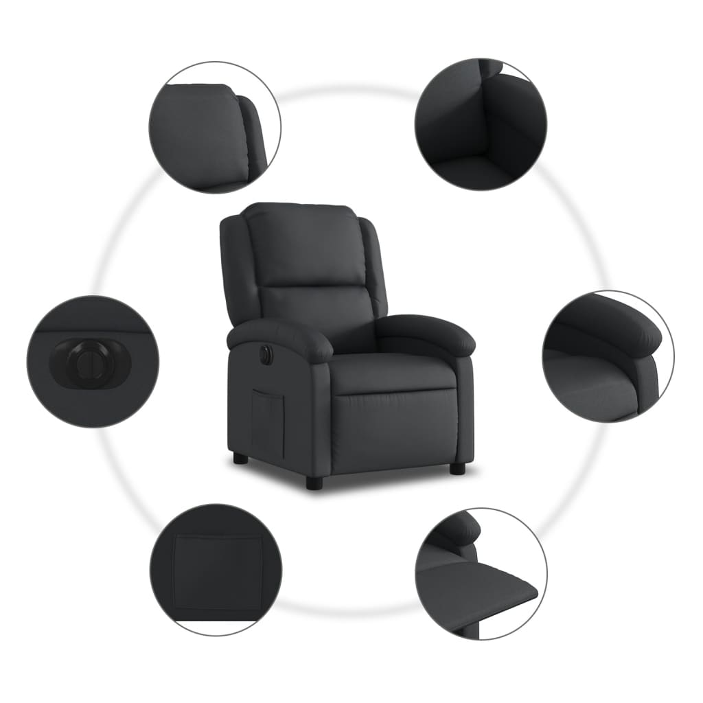 Fauteuil inclinable électrique noir cuir véritable - XIOS