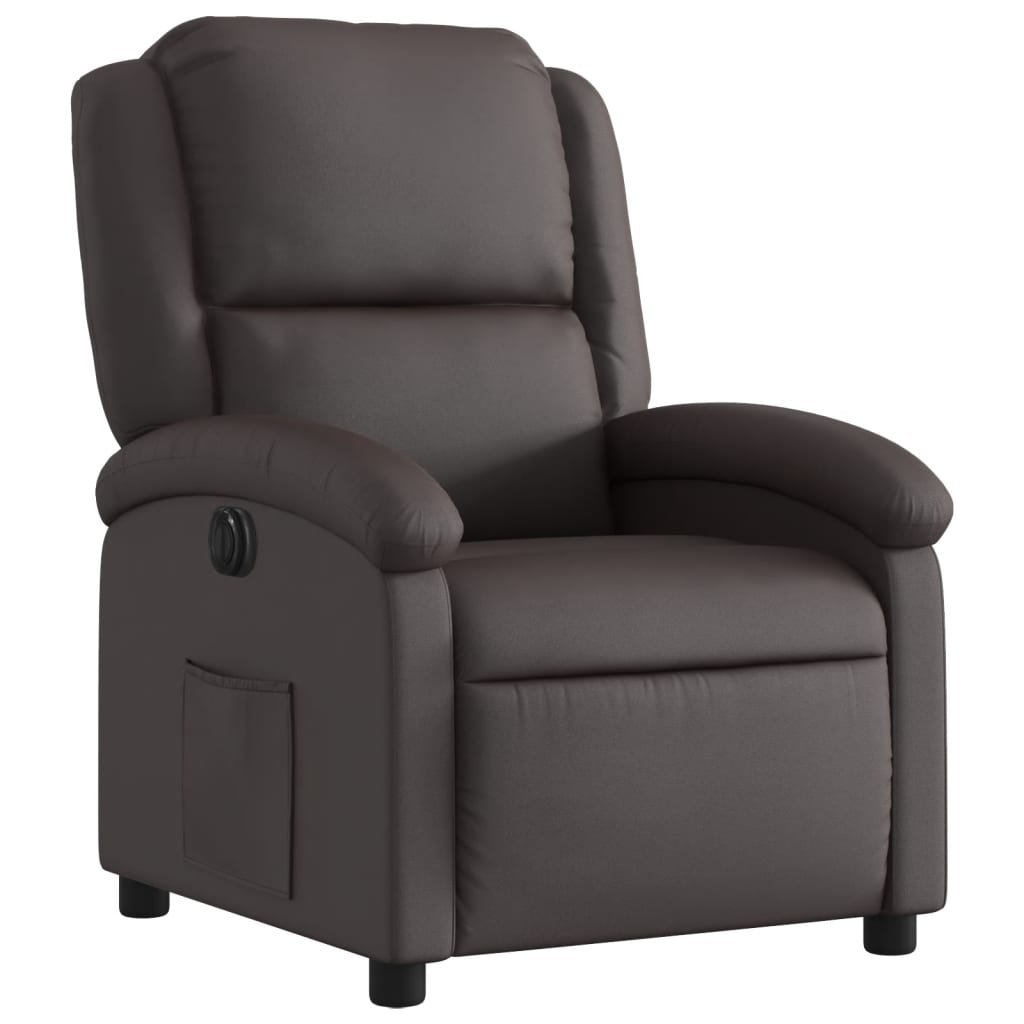 Fauteuil inclinable électrique marron foncé cuir véritable - XIOS