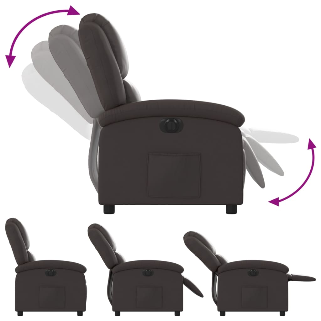 Fauteuil inclinable électrique marron foncé cuir véritable - XIOS