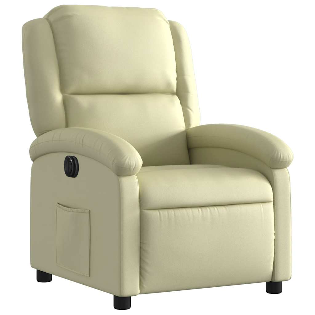 Fauteuil inclinable électrique crème cuir véritable