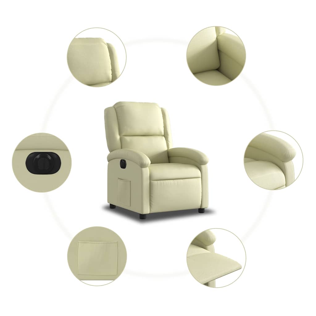 Fauteuil inclinable électrique crème cuir véritable - XIOS